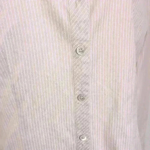 Talbot's Peach Striped Women's Shirt - Picture 4 of 7